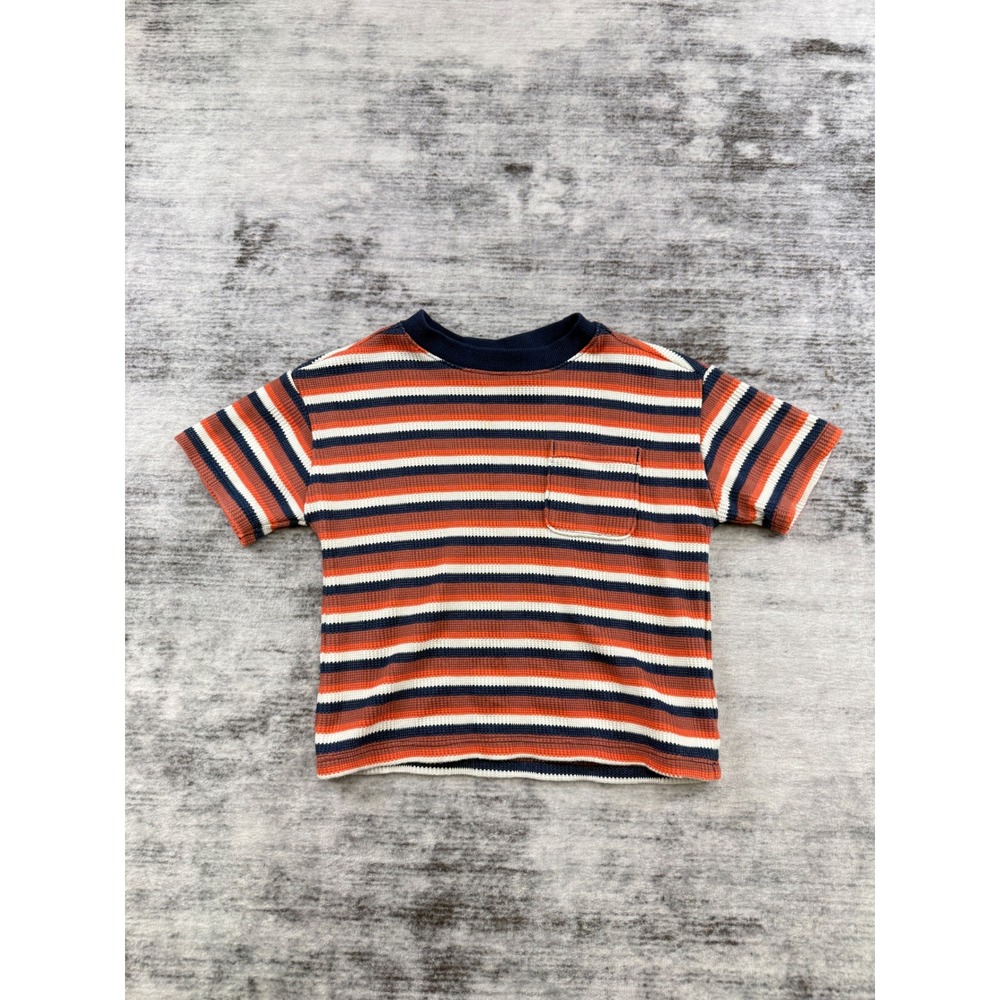 Old Navy Toddler Boys 2T Waffle Knit Oversized Striped Pocket Tee Obscure Night